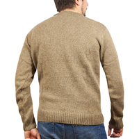 100% SHETLAND WOOL CREW Round Neck Knit JUMPER Pullover Mens Sweater Knitted - Nutmeg (23) - XL thumbnail
