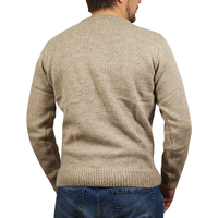 100% SHETLAND WOOL CREW Round Neck Knit JUMPER Pullover Mens Sweater Knitted - Beige (03) - M thumbnail
