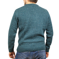 100% SHETLAND WOOL CREW Round Neck Knit JUMPER Pullover Mens Sweater Knitted - Sherwood (32) - M thumbnail