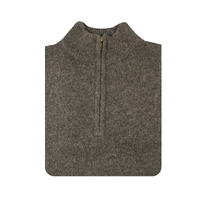 100% SHETLAND WOOL Half Zip Up Knit JUMPER Pullover Mens Sweater Knitted - Charcoal (29) - S thumbnail