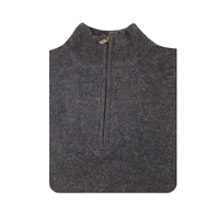 100% SHETLAND WOOL Half Zip Up Knit JUMPER Pullover Mens Sweater Knitted - Denim Blue (45) - 3XL thumbnail