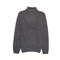 100% SHETLAND WOOL Half Zip Up Knit JUMPER Pullover Mens Sweater Knitted - Denim Blue (45) - M thumbnail