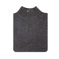 100% SHETLAND WOOL Half Zip Up Knit JUMPER Pullover Mens Sweater Knitted - Denim Blue (45) - S thumbnail