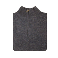100% SHETLAND WOOL Half Zip Up Knit JUMPER Pullover Mens Sweater Knitted - Denim Blue (45) - XL thumbnail