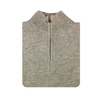 100% SHETLAND WOOL Half Zip Up Knit JUMPER Pullover Mens Sweater Knitted - Grey (21) - M thumbnail