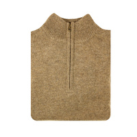 100% SHETLAND WOOL Half Zip Up Knit JUMPER Pullover Mens Sweater Knitted - Nutmeg (23) - XXL thumbnail