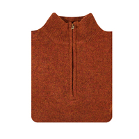 100% SHETLAND WOOL Half Zip Up Knit JUMPER Pullover Mens Sweater Knitted - Rust (54) - 5XL thumbnail