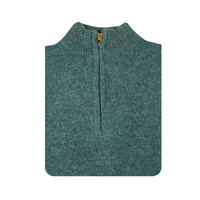 100% SHETLAND WOOL Half Zip Up Knit JUMPER Pullover Mens Sweater Knitted - Sherwood (32) - 3XL thumbnail