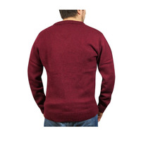 100% Shetland Wool V Neck Knit Jumper Pullover Mens Sweater Knitted - Burgundy (97) - XXL thumbnail