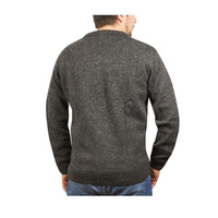 100% Shetland Wool V Neck Knit Jumper Pullover Mens Sweater Knitted - Charcoal (29) - 5XL thumbnail