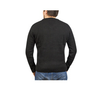 100% Shetland Wool V Neck Knit Jumper Pullover Mens Sweater Knitted - Plain Black - 5XL thumbnail