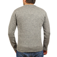 100% Shetland Wool V Neck Knit Jumper Pullover Mens Sweater Knitted - Grey (21) - L thumbnail