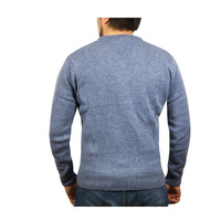 100% Shetland Wool V Neck Knit Jumper Pullover Mens Sweater Knitted - Sky (40) - XXL thumbnail