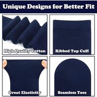 6x Pairs School Uniform Knee High Socks Cotton Rich Girls Boys Kids Bulk - Navy - 9-12 (5-8 Years Old) thumbnail