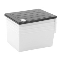 MEGA 4 Tier Drawer Storage Organiser Plastic Level Office Box Cabinet in Black/White thumbnail