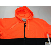 HI VIS Jumper Full Zip Hoodie Safety Workwear Fleecy Fleece Jacket Hooded - Orange/Navy - 2XL thumbnail