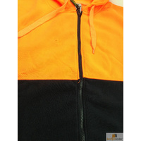HI VIS Jumper Full Zip Hoodie Safety Workwear Fleecy Fleece Jacket Hooded - Orange/Navy - S thumbnail