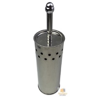 Toilet Brush Holder Metal Stainless Steel Bathroom Set Handle Round Cover Clean thumbnail