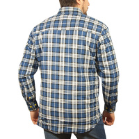 Jacksmith Quilted Flannelette Shirt Mens Jacket 100% Cotton Padded Warm Winter Flannel - Navy/Light Blue - XL thumbnail