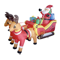 320cm Xmas Father Christmas Charm Santa Sleigh With Reindeer + LED Lights Inflatable thumbnail
