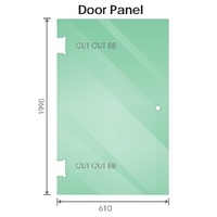 90x80cm Corner Frameless Shower Screen with White Channel and Brass Hinges, Round Handle thumbnail