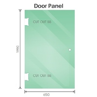 110x70cm Corner Frameless Shower Screen with White Brackets and Brass Hinges, Round Handle thumbnail