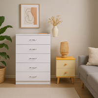 NNECN 5 Layer White Drawer Chest Storage with Bedside Table thumbnail