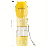Yellow Portable Dog Water Bottle with Built-in Bowl Dispenser - 250ml Water,180ml Food Capacity, Leak-proof for Travel and Walks thumbnail