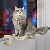 Wall-Mounted Cat Hammock Bed- Wooden Frame, Comfortable and Space-Saving Design for Pets thumbnail