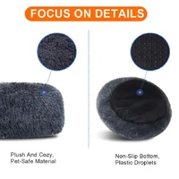 Calming Donut Pet Bed -Soft Faux Fur, Anti-Anxiety Fluffy Round Bed for Cats and Small Dogs (Black)50cm thumbnail