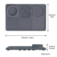 Multi-Functional Slow Feeder Mat for Dogs- Anti-Slip Lick Pad with Multiple Textures Rectangle 2PCS (Blue & Grey) thumbnail