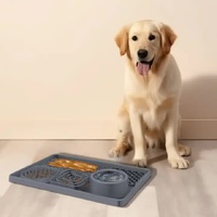 Multi-Functional Slow Feeder Mat for Dogs- Anti-Slip Lick Pad with Multiple Textures Rectangle 2PCS (Black & Grey) thumbnail