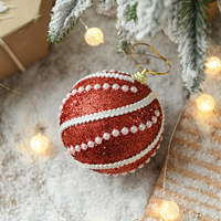 Glittery Christmas Baubles , Pearl-Accented Holiday Ornaments in Assorted Colors, 2 Sets Total(5 Colors Per Set) thumbnail