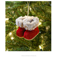 Knitted Christmas Boot Ornaments with Faux Fur Trim - Set of 3 Hanging Decorations thumbnail