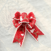 Christmas-Themed Decorative Wired Ribbon Burlap– Reindeer and Tree Print Rolled Fabric Set ,Diameter 6.8 cm, length 2 cm (two set, 6 pieces in total) thumbnail