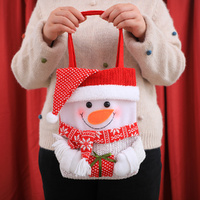 Set of 3 Christmas Fabric Gift Tote Bags – Santa, Snowman, and Reindeer Design thumbnail
