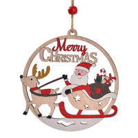 Set of 4 Wooden Christmas Hanging Ornaments – Santa, Snowman, and Reindeer Decorations （2 set, 8 pieces in total)） thumbnail
