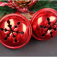 Red Star Christmas Ornament with Bells and Pinecone - Holiday Wreath Decoration 10 pieces thumbnail