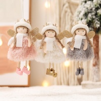 Winter Angel Ornament with Gold Glitter Wings and White Scarf - Christmas Tree Hanging Decoration 15*9 cm White colour (5 pieces) thumbnail