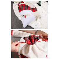 Large Santa Claus Gift Bag with Drawstring Closure - Plaid Christmas Sack for Holiday Presents (3 pieces) thumbnail