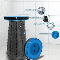 Rainbow Telescopic Stool - Collapsible, Portable, Foldable, and Adjustable Compact Chair (blue-Top) thumbnail