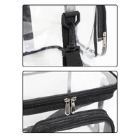 Clear PVC Shoulder Bag - Transparent Travel and Stadium-Approved Tote with Zipper(Black) thumbnail