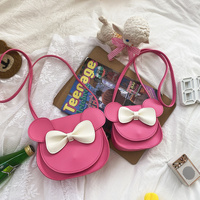 Adorable Bow Bear Crossbody Bag for Kids - Rose Red Small Shoulder Bag 13*13*5cm thumbnail
