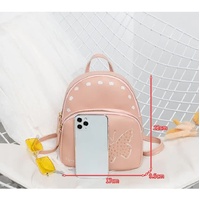 Mini Faux Leather Backpack with Butterfly Design -Red Cute Backpack for Girls thumbnail