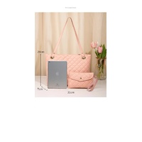 Elegant Quilted Tote Bag with Matching Clutch in White thumbnail