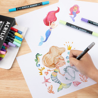 Dual-Tip Acrylic Marker Set - 1-5mm Round Tip & 1mm Fine Tip for Art and Craft Projects 12 colors thumbnail