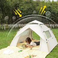 Khaki 3-4 Person Lightweight Camping Tent (210*200*135cm) | UV Protection Silver Coated, Dual Doors & Windows thumbnail