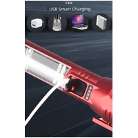 Multi-Functional Safety Flashlight– Rechargeable Waterproof Emergency Torch with USB Charging, High-Lumen for Outdoor and Survival Use (Red) thumbnail