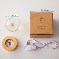 Luminous 3D Dandelion Crystal Ball Beech Wood Stand Base Preserved Flower Sphere Ball Desktop Ornaments Bithday Christmas Gifts thumbnail