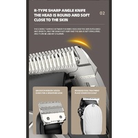 White Professional Cordless Hair Clipper with LED Display - Rechargeable Electric Hair Trimmer for Men thumbnail